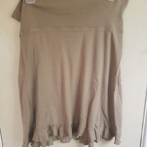 Taupe Stretch Skirt with Ruffle